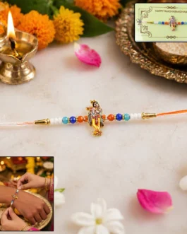 Lord Krishna Designer Rakhi with Colorful Beads (1 Pc)