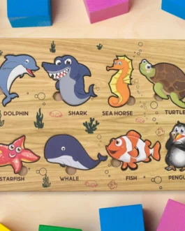 Seawater Animal Wooden Puzzle Learning Educational Board (1 Set)