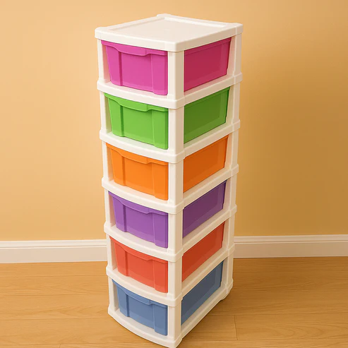 6-Layer Multi-Colored Plastic Storage Drawer Cabinet - Image 2