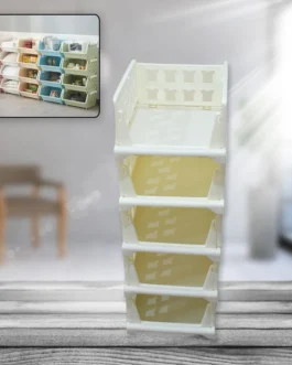 5 Layer Stackable Multifunctional Storage,for Clothes Foldable Drawer Shelf Basket Utility Cart Rack Storage Organizer Cart for Kitchen, Pantry Closet, Bedroom, Bathroom, Laundry (5 Layer 1 Pc)