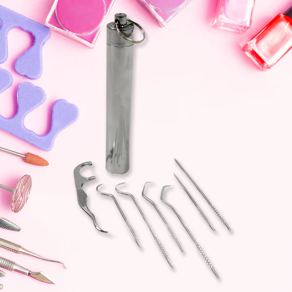 7 IN 1 STAINLESS STEEL TOOTHPICK FLOSSIER SET (1 SET / With Case) - Image 7