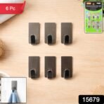 6 Pc Self Adhesive Wall Hooks Set – Strong Multipurpose Stick-On Hooks