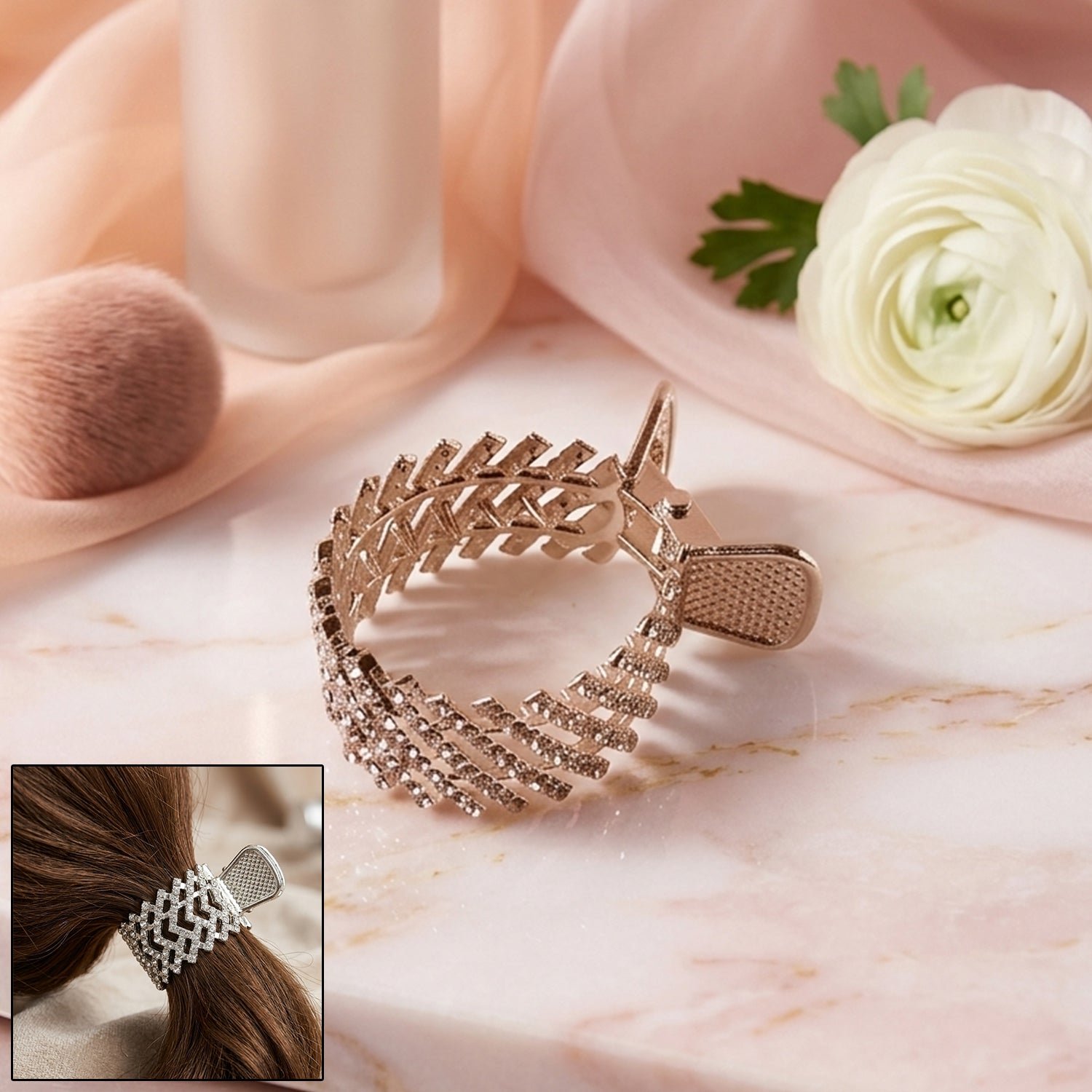 01hairclip_f361f283-cd9d-4c3b-836e-fe37b2708d97.jpg Elegant Crystal Studded Metal Hair Claw Clip (1 Pc) - Image 1