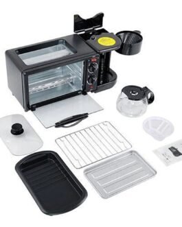 3 in 1 Breakfast Maker Portable Toaster Oven, Grill Pan & Coffee Maker Full Breakfast Ready at One Go