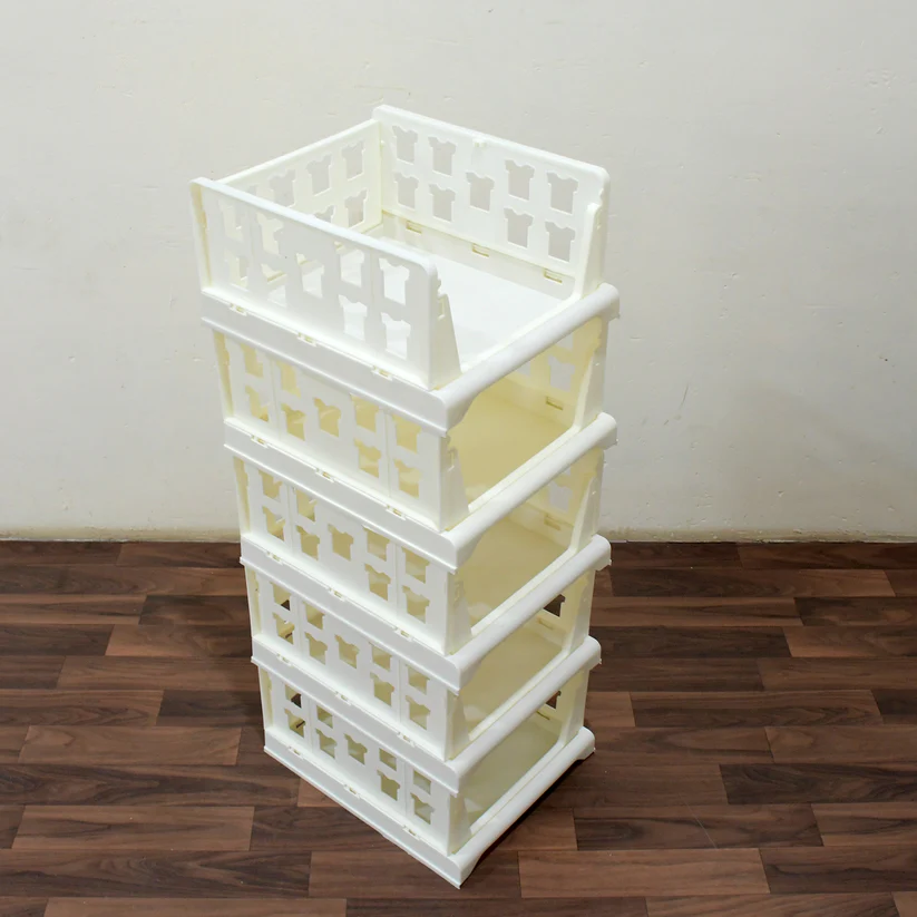 5 Layer Stackable Multifunctional Storage,for Clothes Foldable Drawer Shelf Basket Utility Cart Rack Storage Organizer Cart for Kitchen, Pantry Closet, Bedroom, Bathroom, Laundry (5 Layer 1 Pc) - Image 6