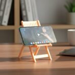 Mini Chair Shape Mobile Stand Holder - Peach, Foldable & Portable