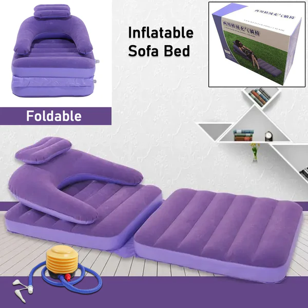 2-in-1 Air Mattress & Lounger Portable Inflatable Sofa with Hand Pump