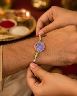 Peacock Design Designer Rakhi with Multicolor Beads (1 Pc)