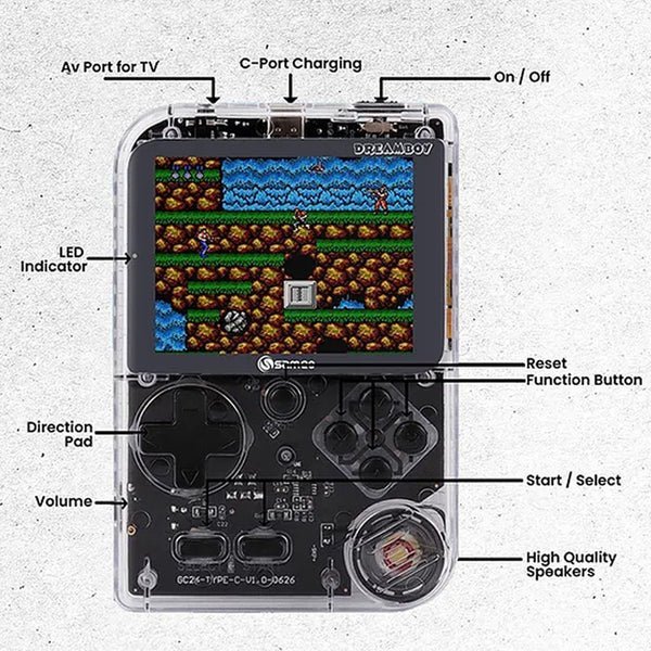 DreamBoy Retro Handheld Game Console with 500 Built-in Classic Games, TV Output & Rechargeable Battery - Image 6