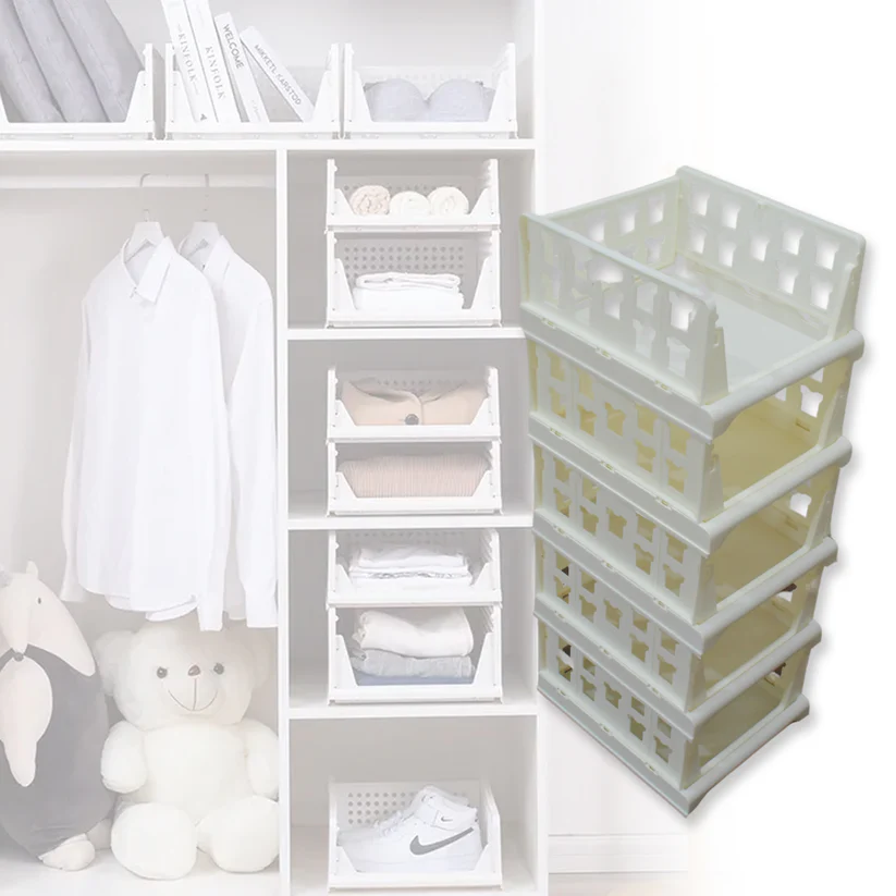 5 Layer Stackable Multifunctional Storage,for Clothes Foldable Drawer Shelf Basket Utility Cart Rack Storage Organizer Cart for Kitchen, Pantry Closet, Bedroom, Bathroom, Laundry (5 Layer 1 Pc) - Image 4