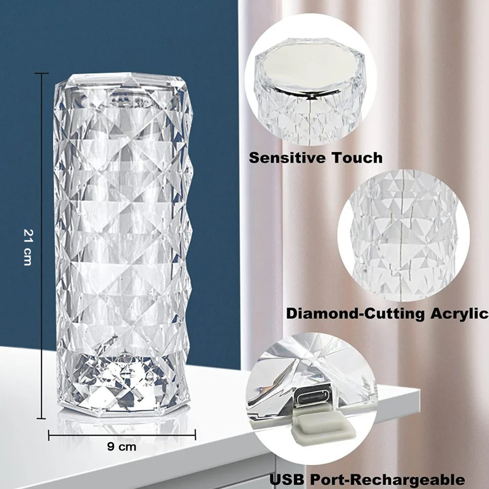 Crystal Touch Night Light for Bedroom Decor (16 Colors, Remote, USB) - Image 4