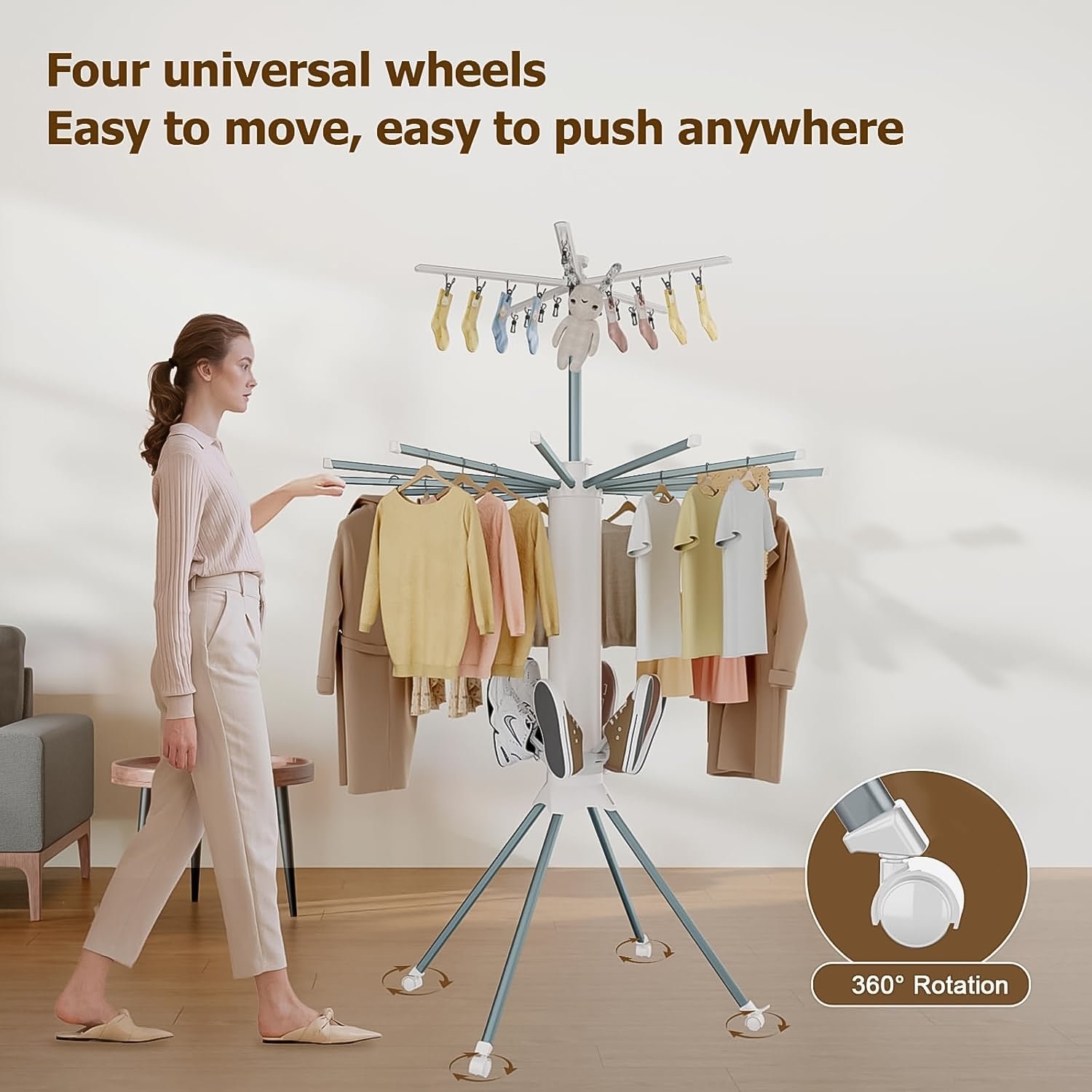 Multi-Layer Foldable Clothes Drying Rack Set - Image 3