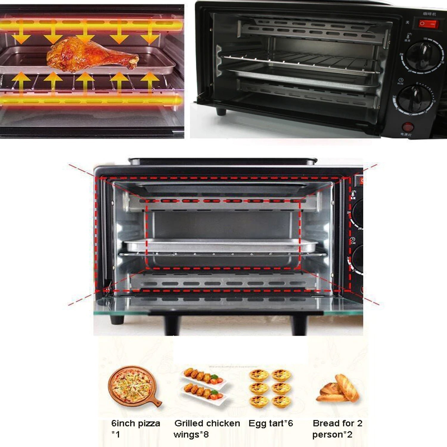 3 in 1 Breakfast Maker Portable Toaster Oven, Grill Pan & Coffee Maker Full Breakfast Ready at One Go - Image 3