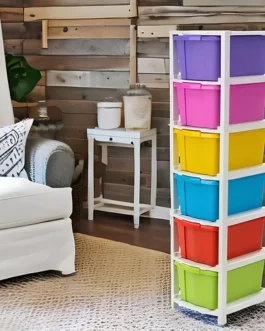 6-Layer Multi-Colored Plastic Storage Drawer Cabinet