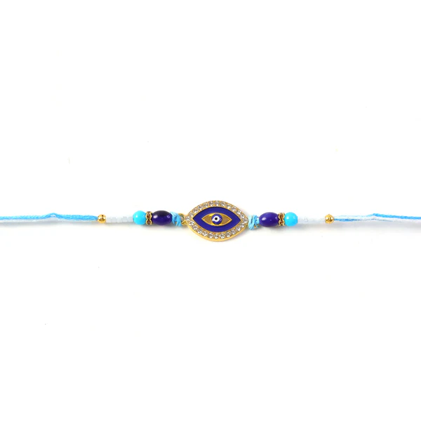 Evil Eye Designer Rakhi with Blue Beads (1 Pc) - Image 3