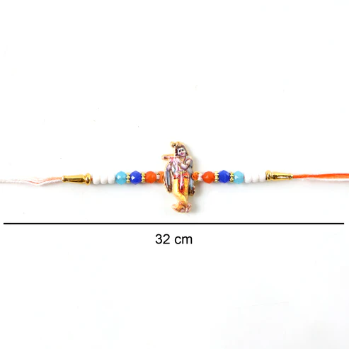 Lord Krishna Designer Rakhi with Colorful Beads (1 Pc) - Image 5