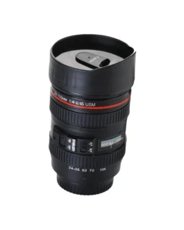 Camera Lens Shaped Coffee Mug Flask With Lid