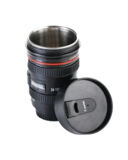 Camera Lens Shaped Coffee Mug Flask With Lid