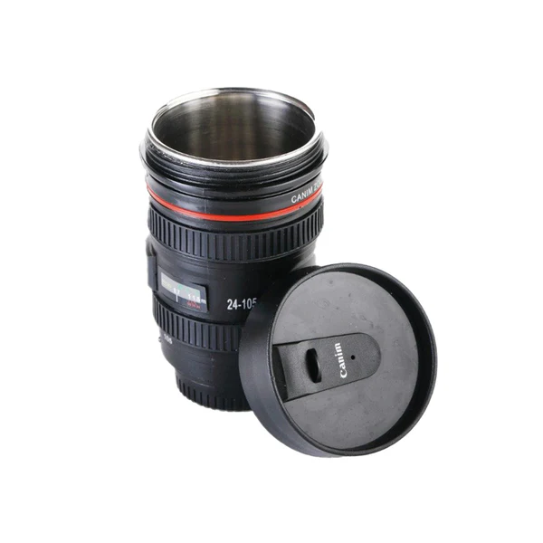 Camera Lens Shaped Coffee Mug Flask With Lid - Image 2