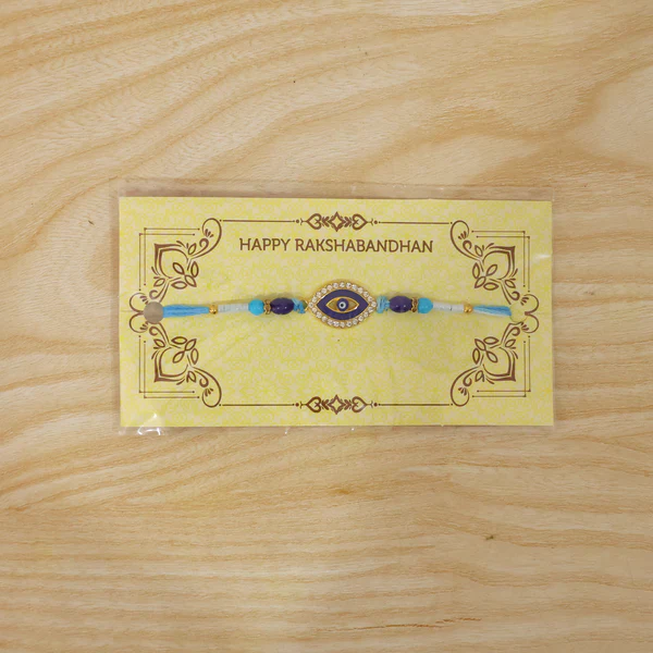 Evil Eye Designer Rakhi with Blue Beads (1 Pc) - Image 2