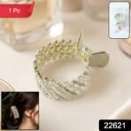 Premium Pearl Studded Metal Hair Claw Clip (1 Pc) - Image 2