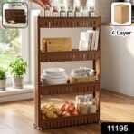 Multipurpose Plastic 4 Layer Storage Rack with Wheels - Image 2