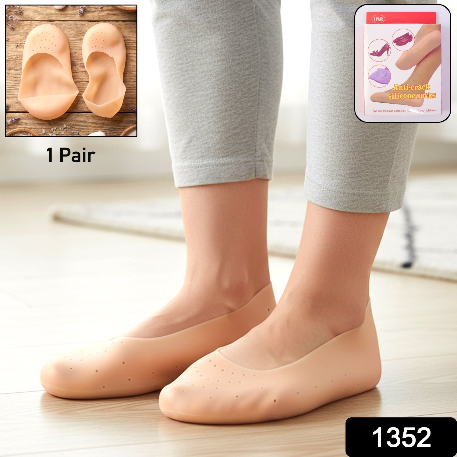 08_324743a1-dba2-408c-8645-44c30effd557.jpg Silicone Heel Protector Socks – Gel Foot Care for Cracked Heels (1 Pair) - Image 1