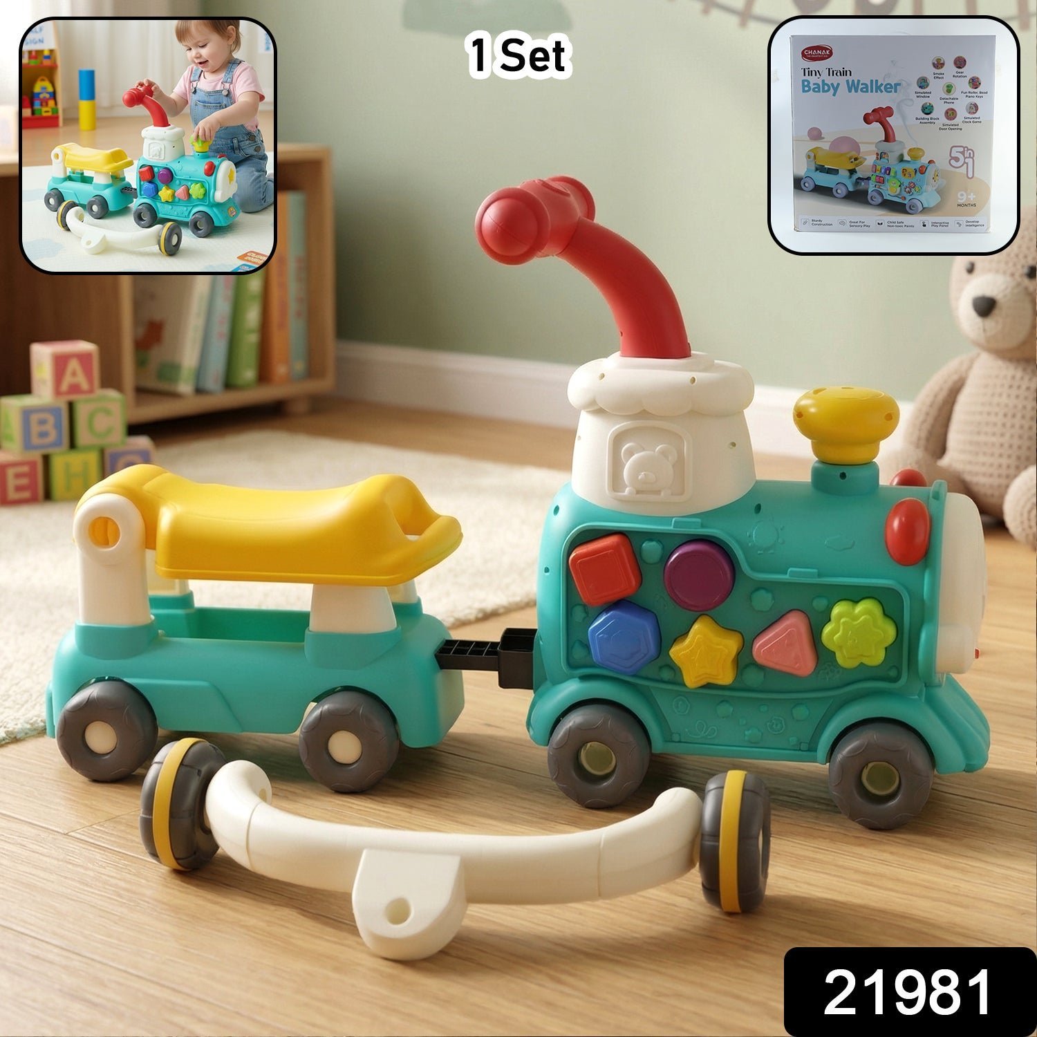 Aditi Tiny Train Baby Walker Ride-On Toy with Push Handle (1 Set) - Image 3