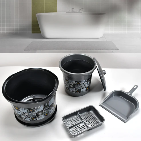 Large Capacity Plastic Bathroom Set of 7 Pc - Image 3