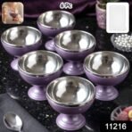 6 Pc Stainless Steel Dessert Bowl Cup Set with Stand - Image 2