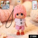 Cute Mini Doll Keychain with Soft Knitted Cap – 1 Pc Mixed Colors - Image 2