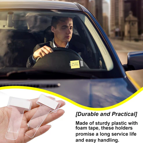 Windscreen cardholder, Fastag Stand, Transparent Ticket Holder Car (2 Pc Set) - Image 5