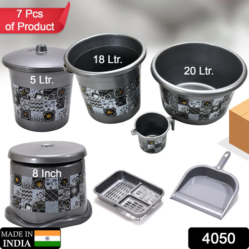 Large Capacity Plastic Bathroom Set of 7 Pc - Image 2