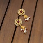 Rajasthani Borla Aad And Rajputi Poshak Jewellery Set with Earrings for Women & Girls - Image 2