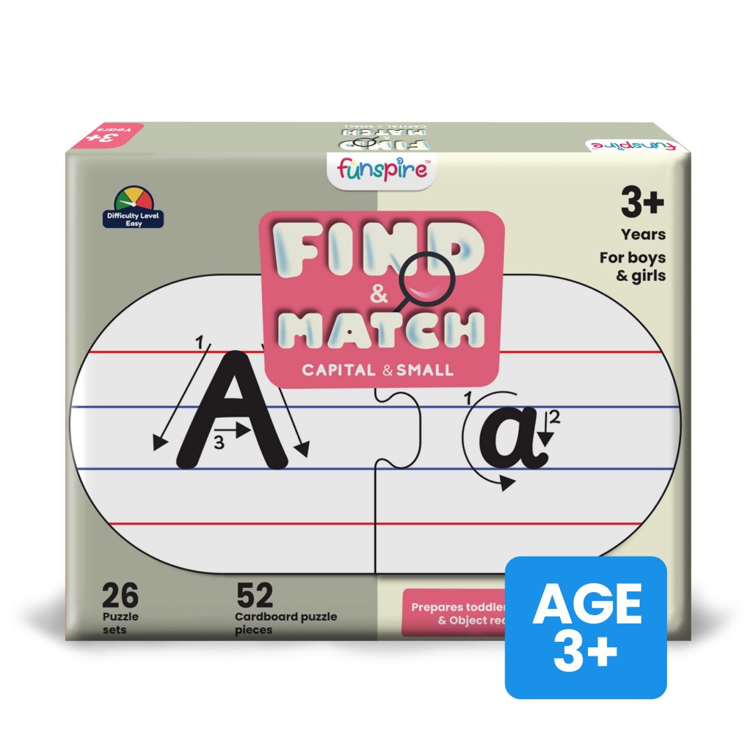 0cx88zVKe9.png Capital and Small Letter Matching Puzzle - Ages 3+ (52 cardboard puzzle pieces) Find & Match series - Image 1