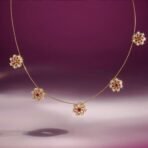Ruby Floral Station Necklace with Diamond Detailing and Elegant Gold Chain Design - Image 2