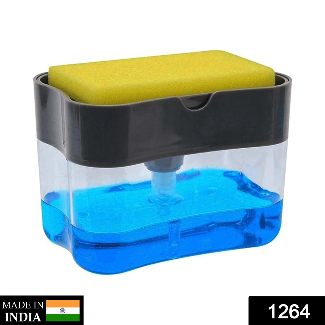 2-in-1 Liquid Soap Dispenser on Countertop with Sponge Holder - Image 7
