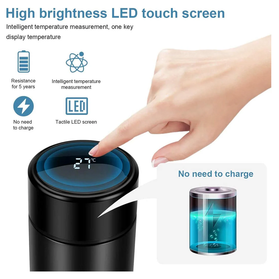 0726 Vacuum Insulated Water Bottle with LED Temperature Display (1 Pc / Multicolor) - Image 4