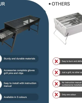 Folding Portable Barbeque BBQ Grill Set for Outdoor and Home
