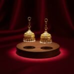 Traditional Gold-Finish Pearl Drop Jhumka with Classic Dome Design