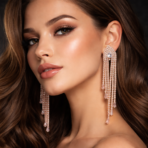 elegant luxurious rose gold chandelier earrings - Image 2
