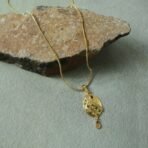 Oval Motif Gold Pendant and Earring Set Elegant Traditional Jewelry Set for Women - Image 2