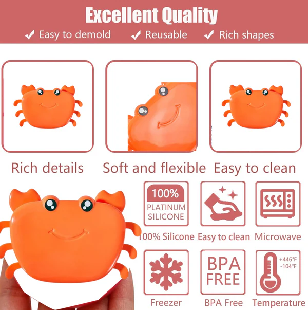 Creative Crab Shape Ice Mold Tray Silicone Ice Cube Maker Fun Cartoon Ice Tray (1 Pc) - Image 4