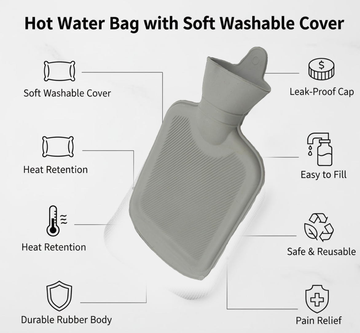 Hot Water Bag with Cover for Pain Relief & Cramps, Leak-Proof Therapy Bottle (1 Pc) - Image 4