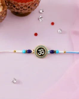 Om Designer Rakhi with Blue Beads (1 Pc)