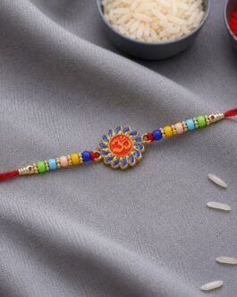 Om Designer Rakhi with Multicolor Beads (1 Pc)