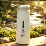Premium White Glass Water Bottle with Protective Cover - 400 ML - Image 2