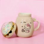 Cute Printed Ceramic Mug with Dome Lid - Coffee & Tea Cup - Image 2