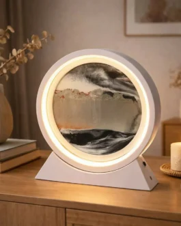 Round Sand Art LED Lamp Moving Sand Frame Night Light