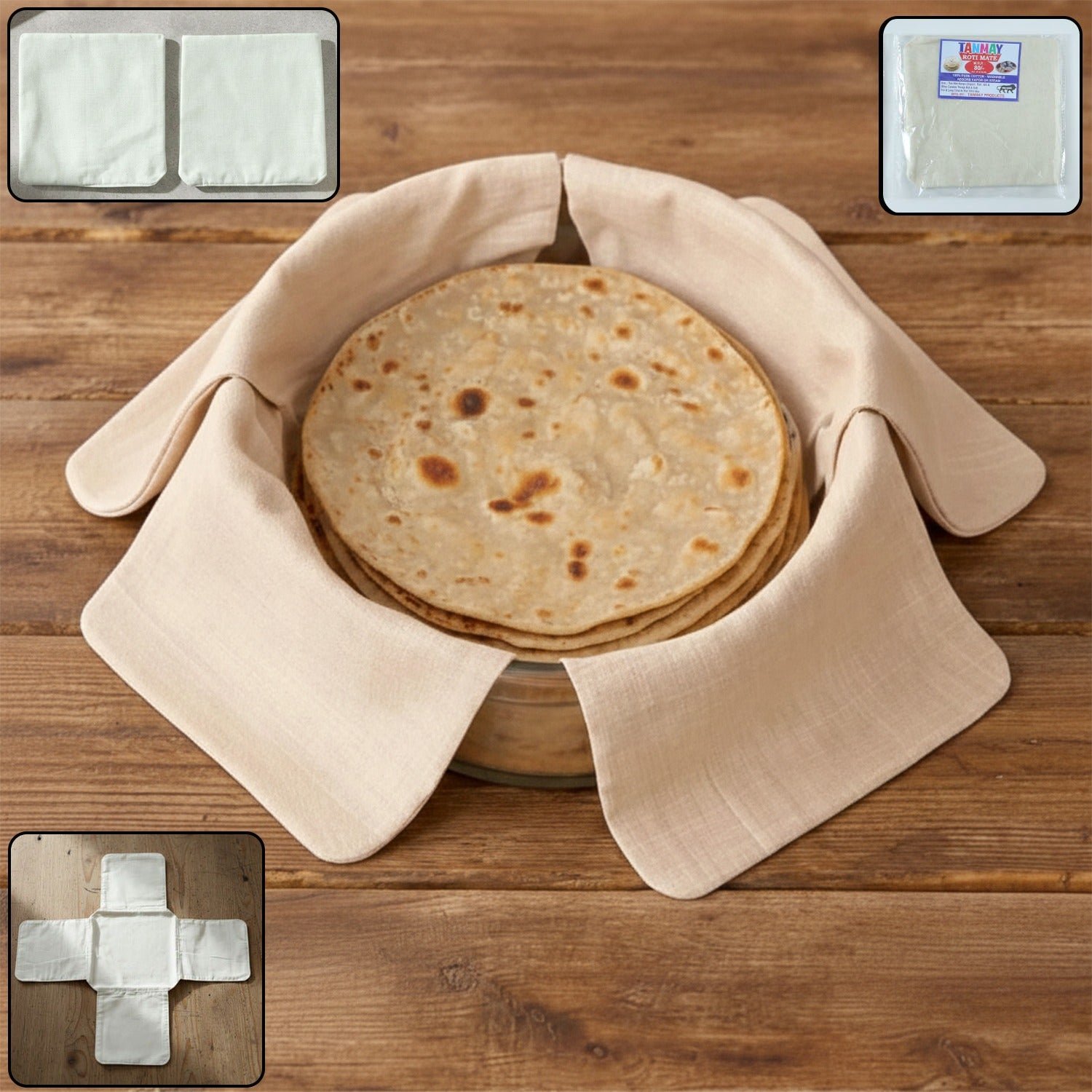 39ad64e1-e889-4e74-86c6-513afa7d023c.jpg Multipurpose Cotton Roti Cloth Cover, Round Roti Cover (51 x 51 cm, Pack of 2 ) - Image 1
